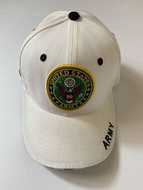 United States Army White Baseball Cap with Crest